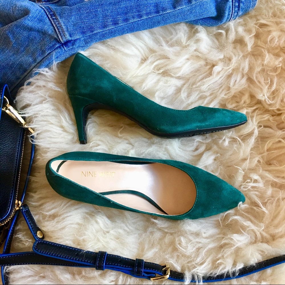 Green Nine West Heels NWOT